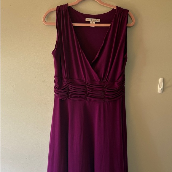 Aa Studio Deep Purple Gathered Midi Dress Size 14 - Picture 1 of 7